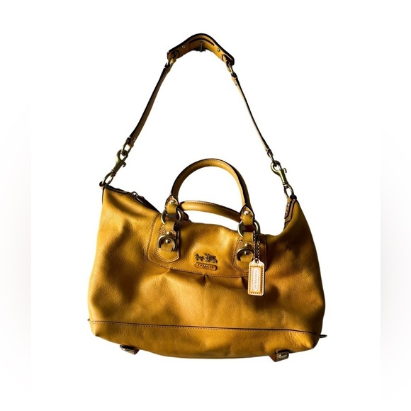 Coach Handbags - Coach leather satchel shoulder bag mustard yellow color 12937‎